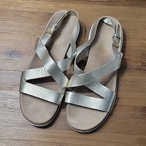 COLE HAAN ORIGINAL BRAND Gold Leather Adjustable Slingback Sandals 10B